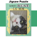 Best cat mom add photo green yellow jigsaw puzzle<br><div class="desc">Celebrate the purr-fect cat mom in your life with this charming jigsaw puzzle! This thoughtful gift is ideal for any animal lover, featuring an adorable custom design that showcases her love for her feline friend. Whether she's piecing together a memory of her favourite kitty moment or simply enjoying some relaxing...</div>