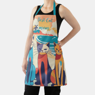Best Cat Mom Apron - Tropical Beach Vacation Vibes
