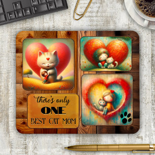 Best Cat Mom Art or Photo Mouse Pad