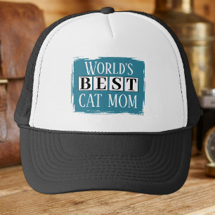 Best cat mom black blue trucker hat