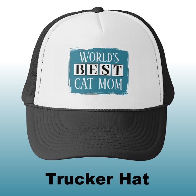 Best cat mom black blue trucker hat (Creator Uploaded)