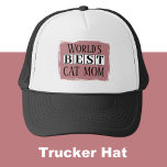 Best cat mom black dusty rose trucker hat<br><div class="desc">Celebrate the world's best cat mom with this stylish trucker hat! Perfect for animal lovers who proudly wear their feline-loving hearts on their sleeves (or heads!). Whether you're out running errands, hitting the park, or just hanging out with your fur babies, this hat keeps you cool and shows off your...</div>