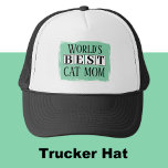 Best cat mom black green trucker hat<br><div class="desc">Celebrate the world's best cat mom with this stylish trucker hat! Perfect for animal lovers who proudly wear their feline-loving hearts on their sleeves (or heads!). Whether you're out running errands, hitting the park, or just hanging out with your fur babies, this hat keeps you cool and shows off your...</div>