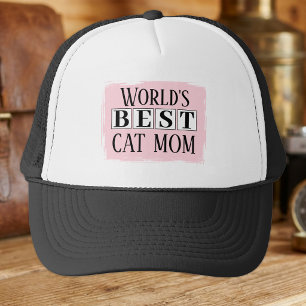 Best cat mom black pink trucker hat