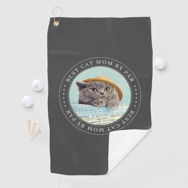 Best Cat Mom By Par Classic Simple Photo Golf Towel (InSitu)