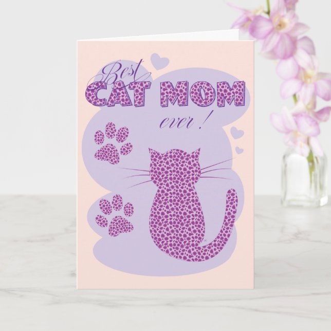 Best Cat Mom | Carte de voeux pour la fête des mèr (Orchidée)