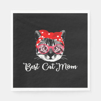 Best Cat Mom Cats Women Cat Mom Motif Napkin
