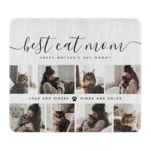 Best Cat Mom: Custom Mother's Day Cat Photo Cutting Board