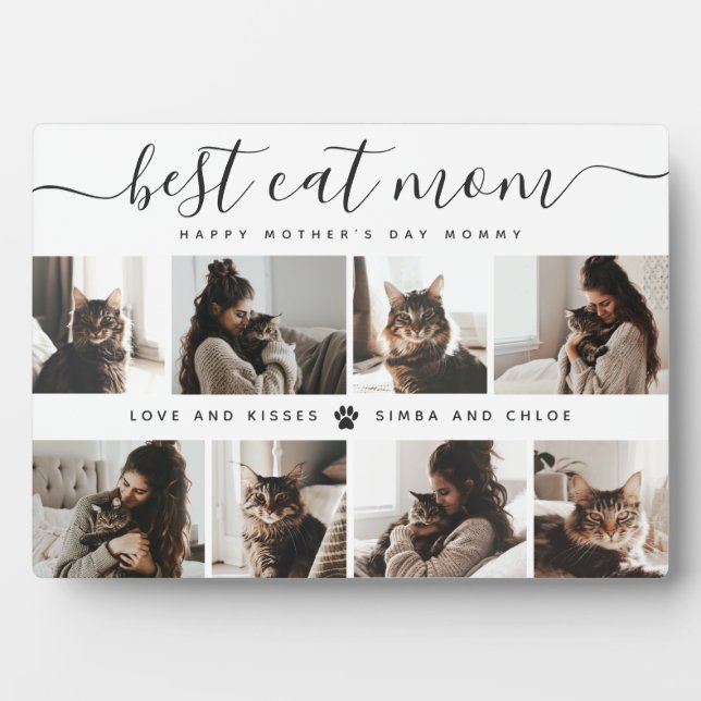 Best Cat Mom: Custom Mother's Day Cat Photo Plaque (Front)