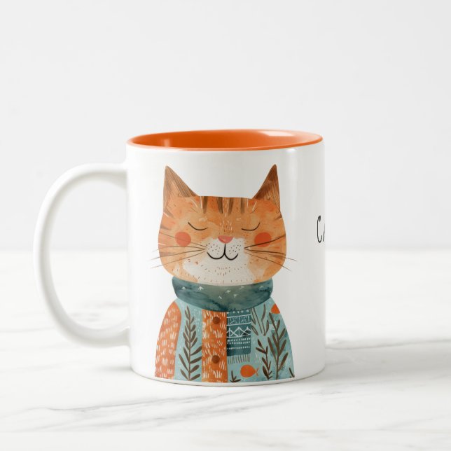 Best Cat Mom Cute Mother's Day Name Two-Tone Coffee Mug (Left)