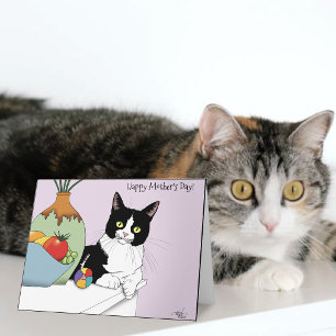 Best Cat Mom Cute Tuxedo Cat Mother's Day Card