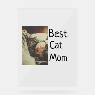 Best cat mom dad add cat photo name gift template  acrylic sign