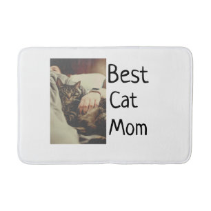 Best cat mom dad add cat photo name gift template  bath mat