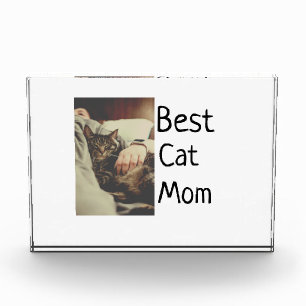 Best cat mom dad add cat photo name gift template  block
