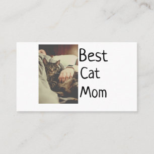 Best cat mom dad add cat photo name gift template business card