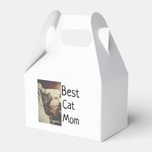 Best cat mom dad add cat photo name gift template favor box