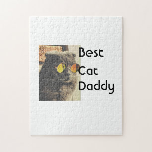 Best cat mom dad add cat photo name gift template jigsaw puzzle