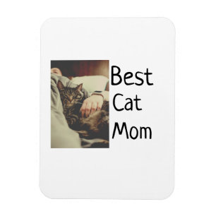 Best cat mom dad add cat photo name gift template  magnet