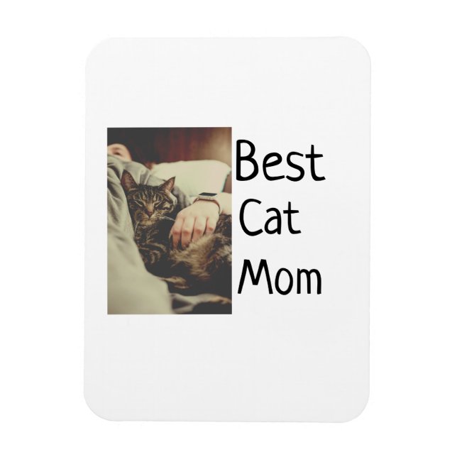 Best cat mom dad add cat photo name gift template  magnet (Vertical)