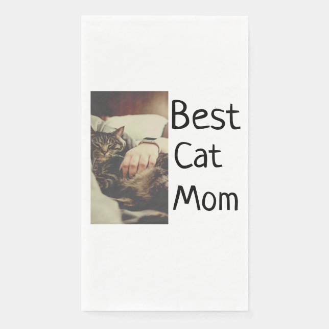 Best cat mom dad add cat photo name gift template  napkin (Front)
