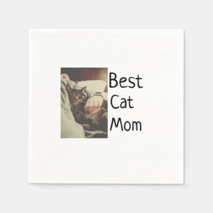 Best cat mom dad add cat photo name gift template  napkin