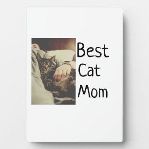 Best cat mom dad add cat photo name gift template  plaque