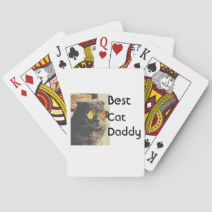 Best cat mom dad add cat photo name gift template  playing cards
