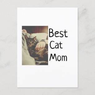 Best cat mom dad add cat photo name gift template  postcard