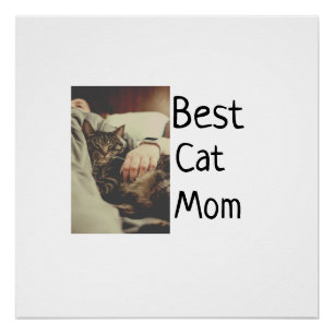 Best cat mom dad add cat photo name gift template poster