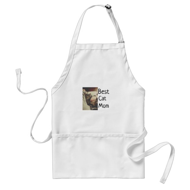 Best cat mom dad add cat photo name gift template  standard apron (Front)