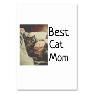 Best cat mom dad add cat photo name gift template  table number