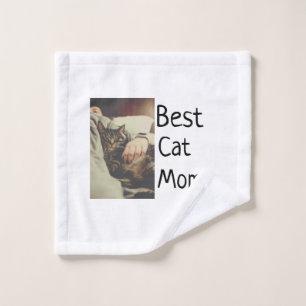 Best cat mom dad add cat photo name gift template wash cloth