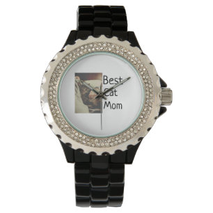 Best cat mom dad add cat photo name gift template  watch