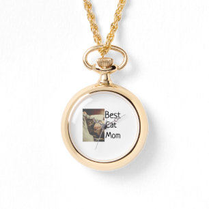Best cat mom dad add cat photo name gift template watch