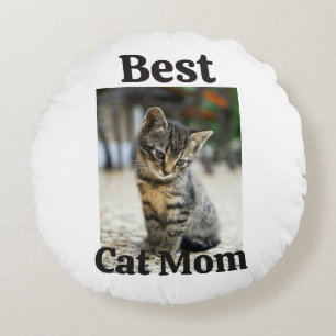 best cat mom dad parent pet photo kitten grandma p round pillow