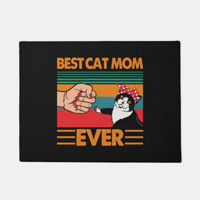 Best Cat Mom Ever Bandana Doormat (Front)