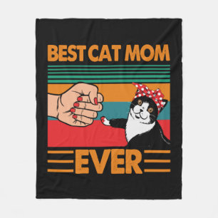 Best Cat Mom Ever Bandana Fleece Blanket