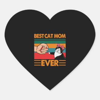Best Cat Mom Ever Bandana Heart Sticker