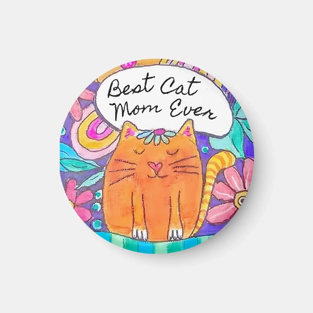 Best Cat Mom Ever Cat Gift Sticker Magnet (Front)