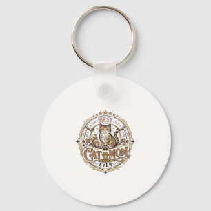 Best Cat Mom Ever Cat Mom Dad Parent Vintage Vecto Keychain