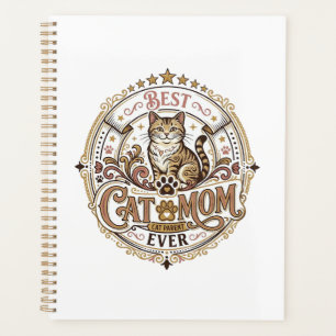 Best Cat Mom Ever Cat Mom Dad Parent Vintage Vecto Planner