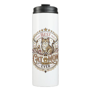 Best Cat Mom Ever Cat Mom Dad Parent Vintage Vecto Thermal Tumbler
