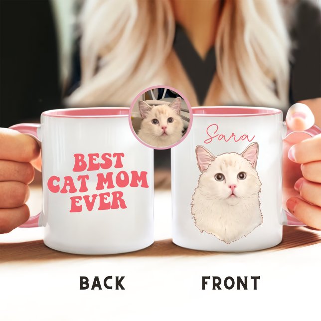 Best Cat Mom Ever Cat Personalized Christmas Gift Mug (Creator Uploaded)
