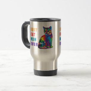 Best cat mom ever colourful cute cat kitten travel mug