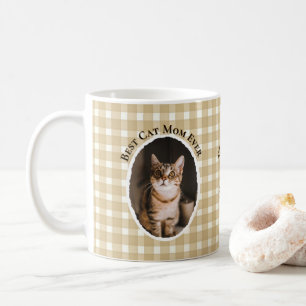 Best Cat Mom Ever Custom Funny Cute 2 Pet Photos  Coffee Mug