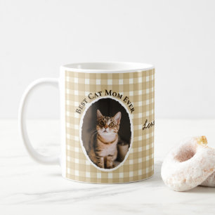 Best Cat Mom Ever Custom Funny Cute 2 Pet Photos  Coffee Mug