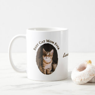 Best Cat Mom Ever Custom Funny Cute 2 Pet Photos  Coffee Mug