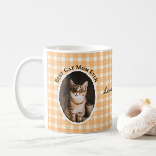 Best Cat Mom Ever Custom Funny Cute 2 Pet Photos  Coffee Mug