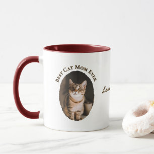 Best Cat Mom Ever Custom Funny Cute 2 Pet Photos  Mug