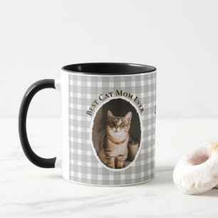 Best Cat Mom Ever Custom Funny Cute 2 Pet Photos Mug